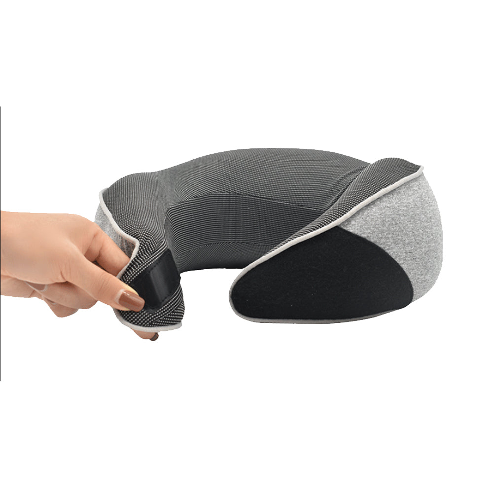 Travel Pillow Memory Foam Neck Pillow Set with Eye Mask Earplugs Light Grey