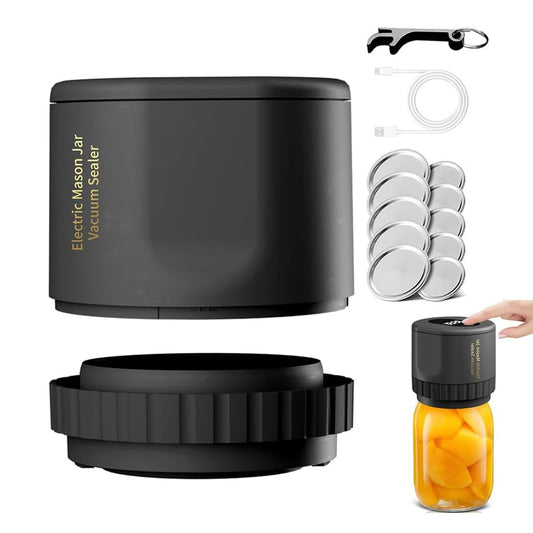 Cordless Electric Mason Jar Vacuum Sealer Regular Black