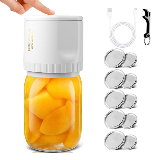 Cordless Electric Mason Jar Vacuum Sealer Regular White