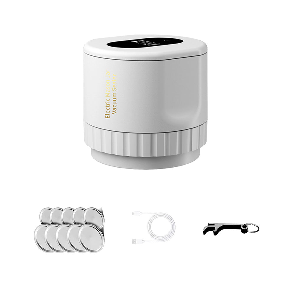 Cordless Electric Mason Jar Vacuum Sealer Regular White