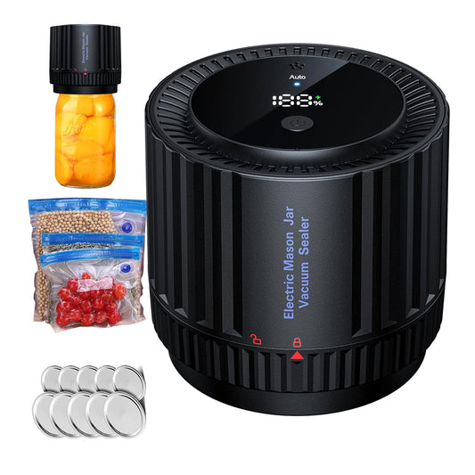 Cordless Electric Mason Jar Vacuum Sealer Updated Black
