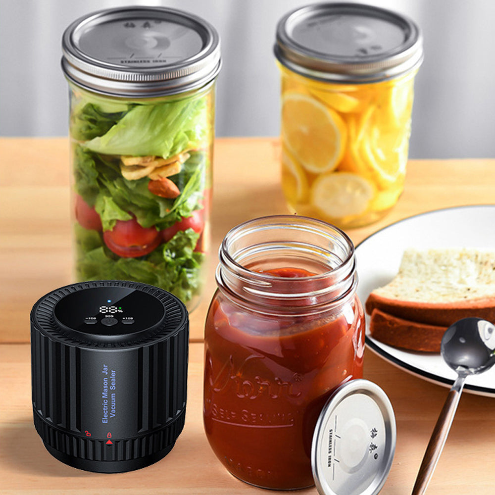 Cordless Electric Mason Jar Vacuum Sealer Sealable Bag Updated Black