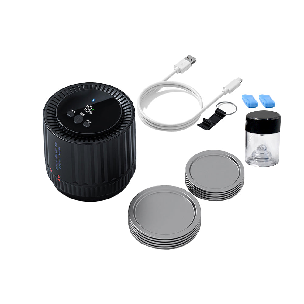 Cordless Electric Mason Jar Vacuum Sealer Sealable Bag Updated Black