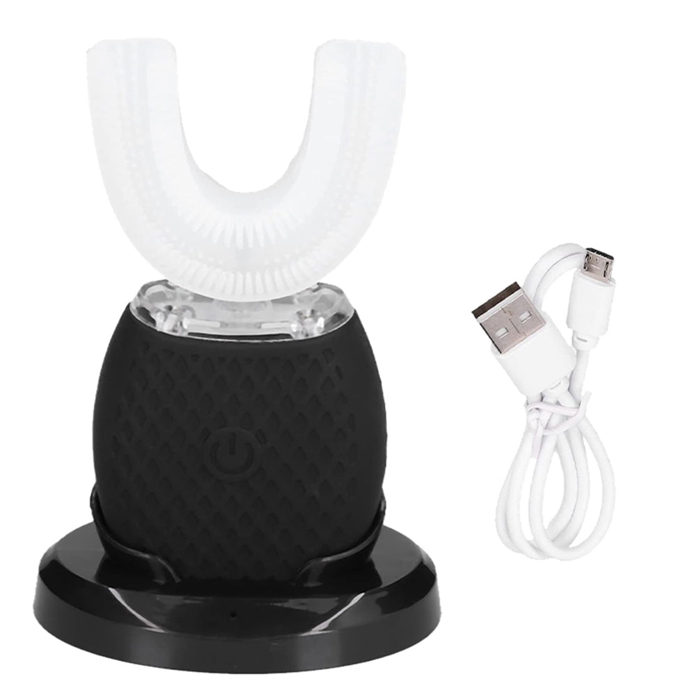 U Shaped Toothbrush 360 Degree Ultrasonic Electric Toothbrush for Adults Black