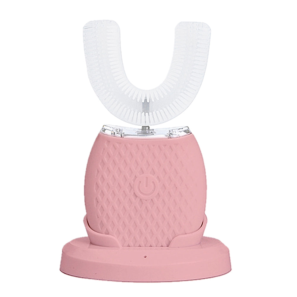 U Shaped Toothbrush 360 Degree Ultrasonic Electric Toothbrush for Adults Pink