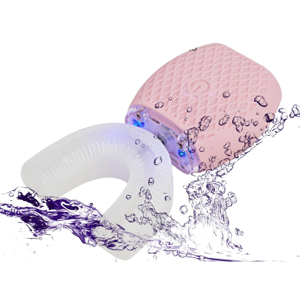 U Shaped Toothbrush 360 Degree Ultrasonic Electric Toothbrush for Adults Pink