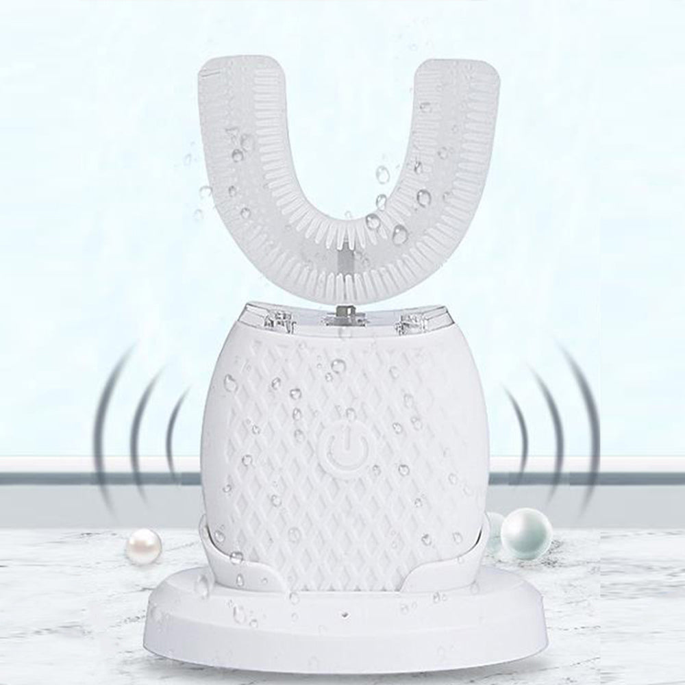 U Shaped Toothbrush 360 Degree Ultrasonic Electric Toothbrush for Adults White