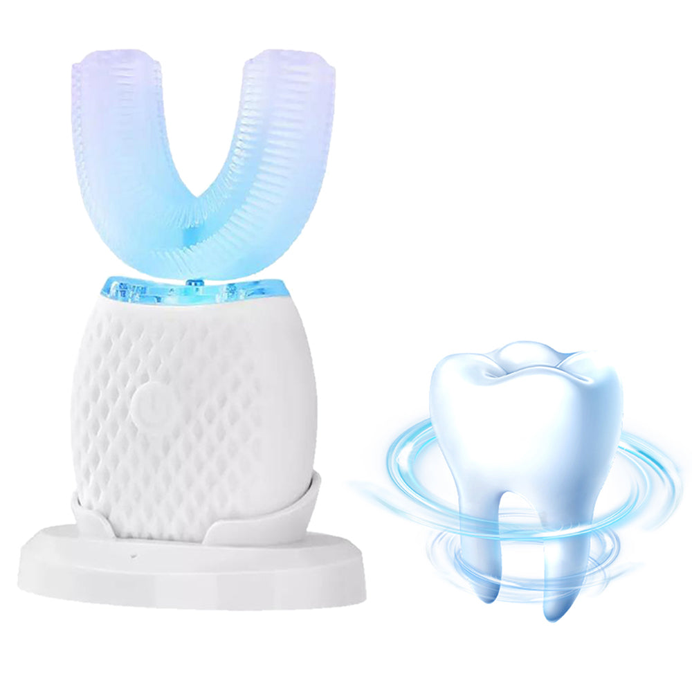U Shaped Toothbrush 360 Degree Ultrasonic Electric Toothbrush for Adults White