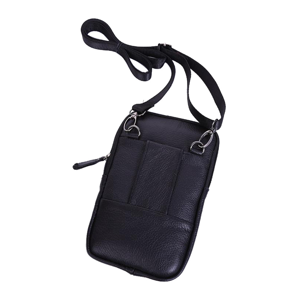 Leather Phone Pouch Belt Bag Crossbody Waist Pack for Men Black