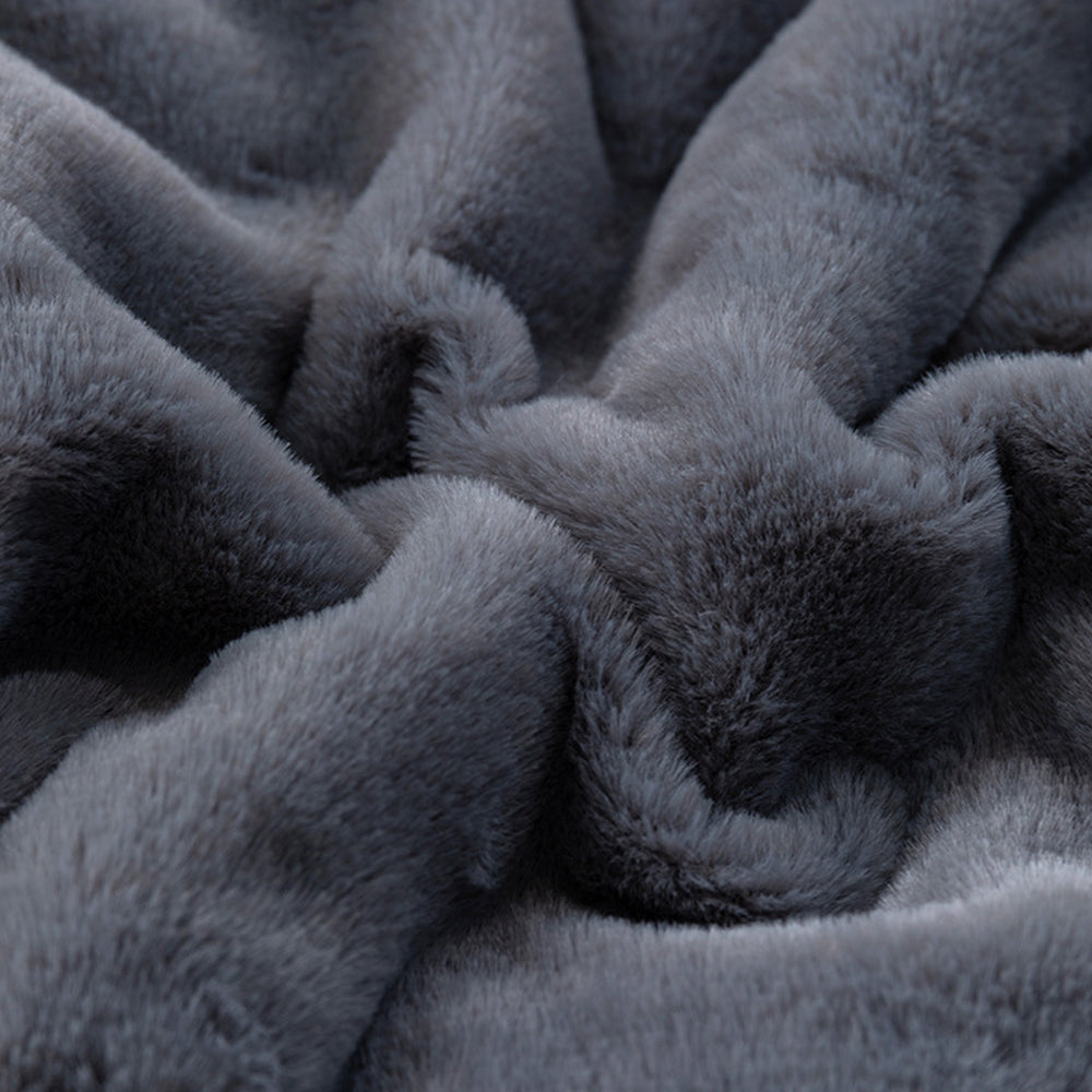 180x200cm Soft Faux Fur Throw Blanket Double-Sided Shaggy Blanket Dark Grey