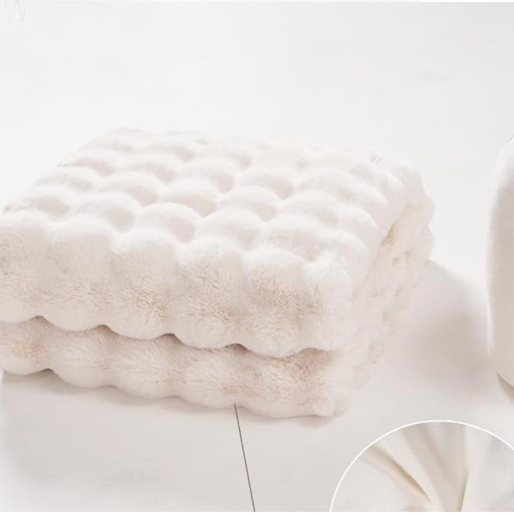 70x100cm Soft Faux Fur Throw Blanket Double-Sided Fuzzy Shaggy Blanket White