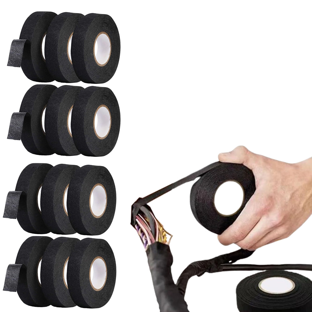 12 Rolls 15mx19mm Car Automotive Wiring Harness Fluff Tape
