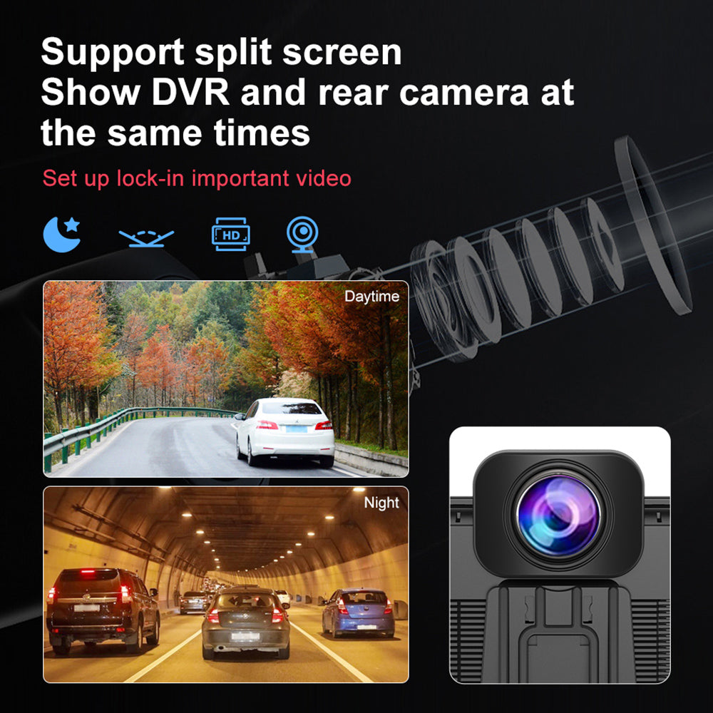 10.26 Inch 4K Portable Wireless Carplay Dual Car Recorder