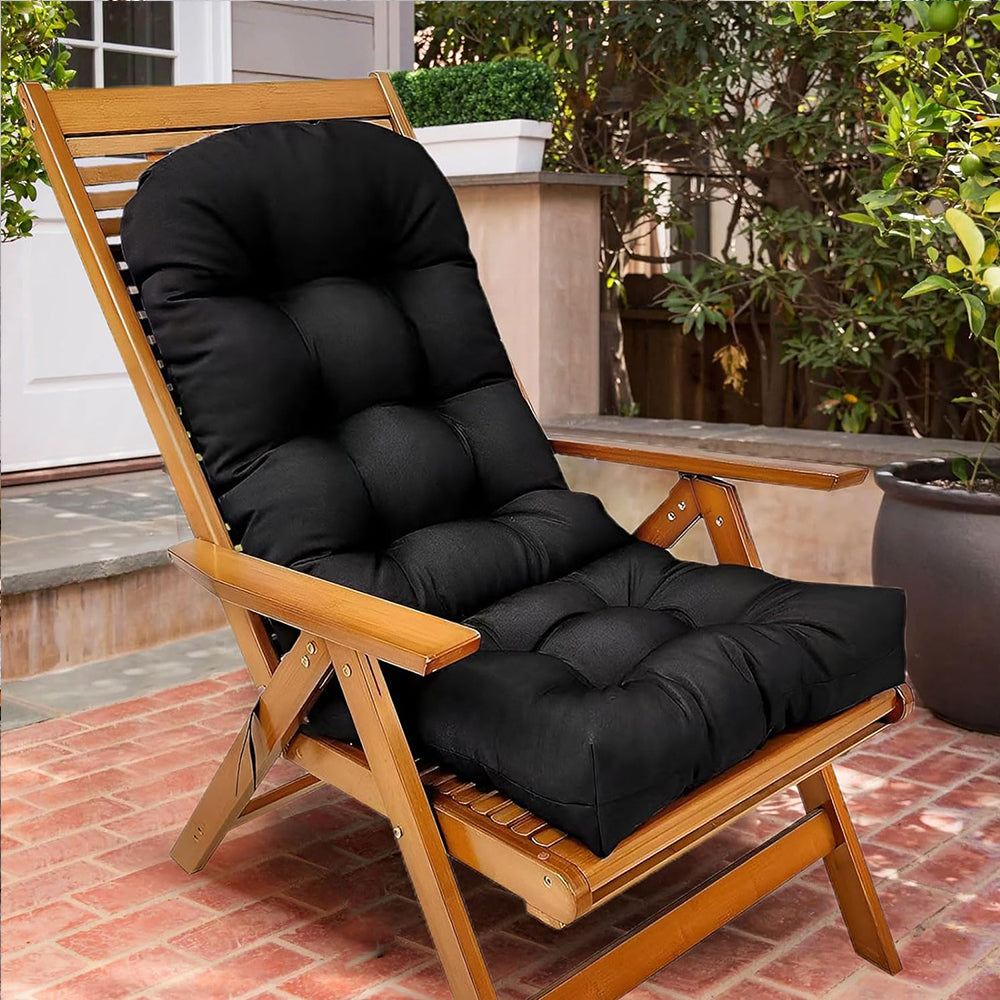Adirondack Chair Cushion Water Resistant High Back Lounge Chair Pad Black