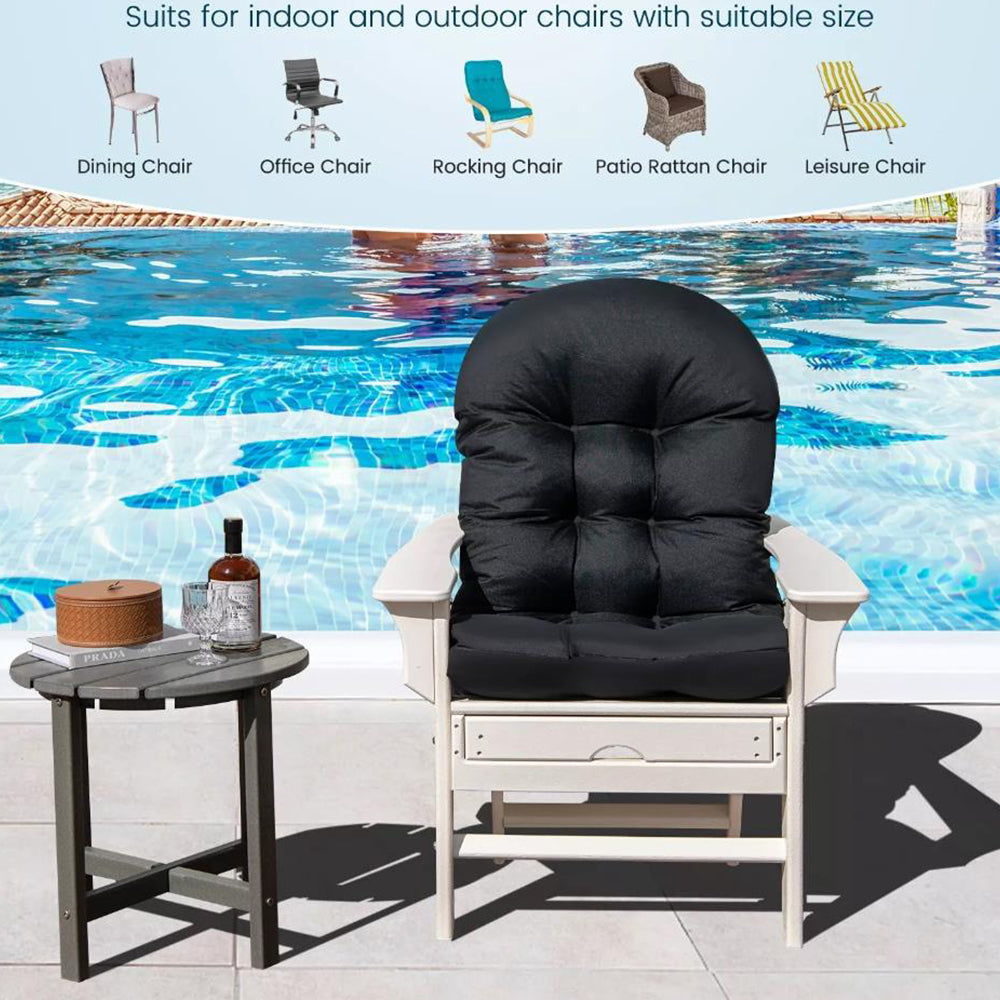 Adirondack Chair Cushion Water Resistant High Back Lounge Chair Pad Black