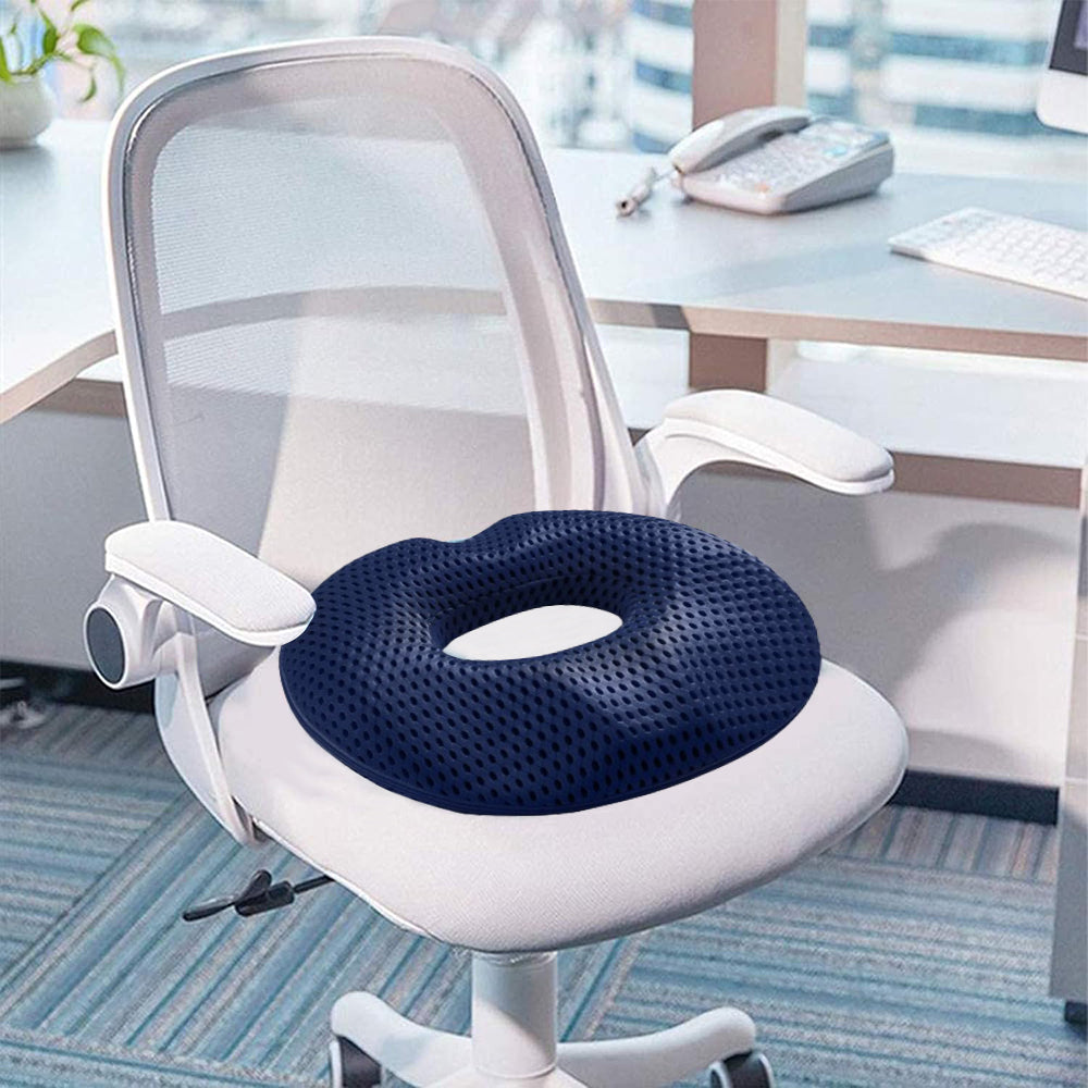 Donut Seat Cushion Thick Memory Foam Cushion for Men Blue