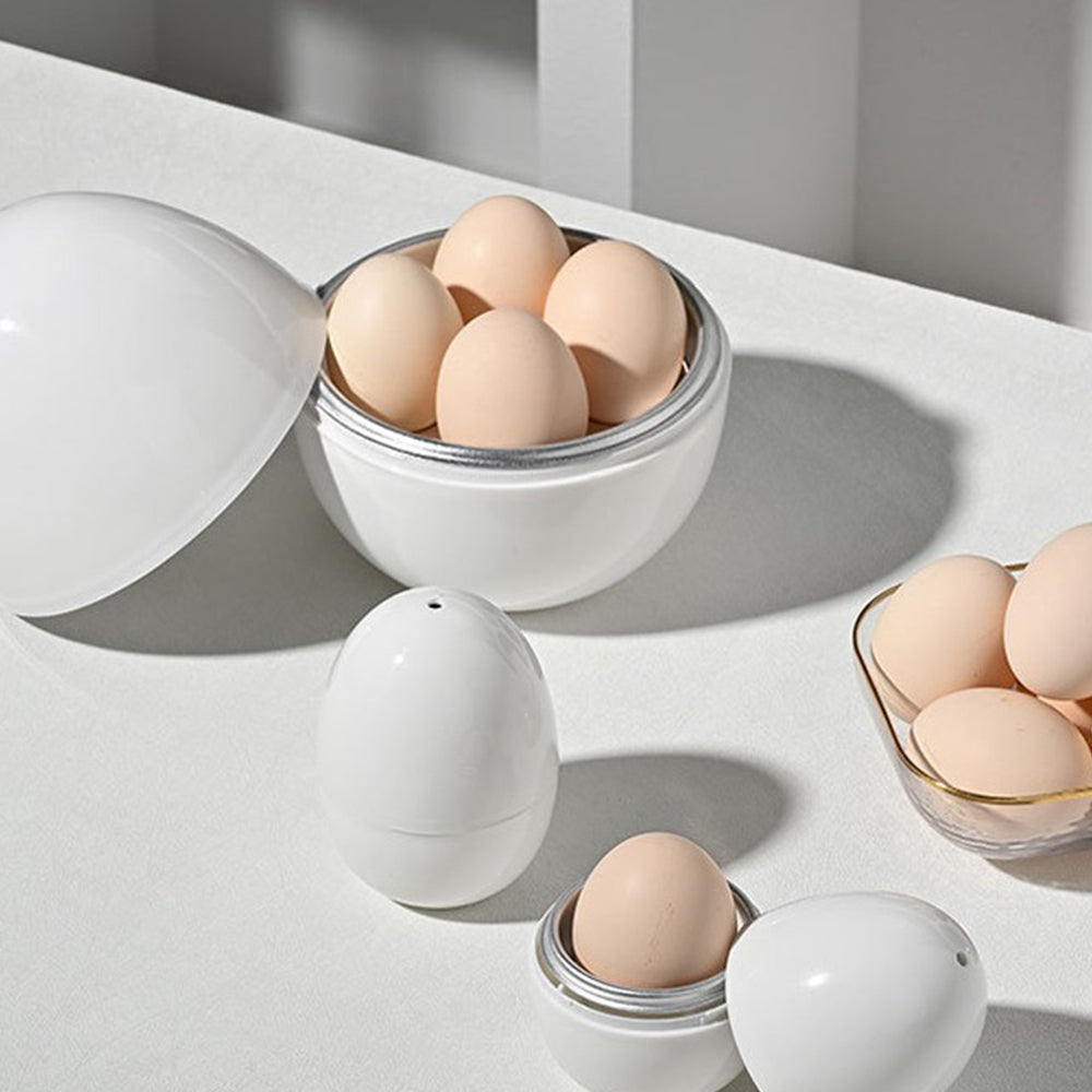 2Pcs 4 Eggs Breakfast Kitchen Cooker Boiler Poacher Microwave Steamer