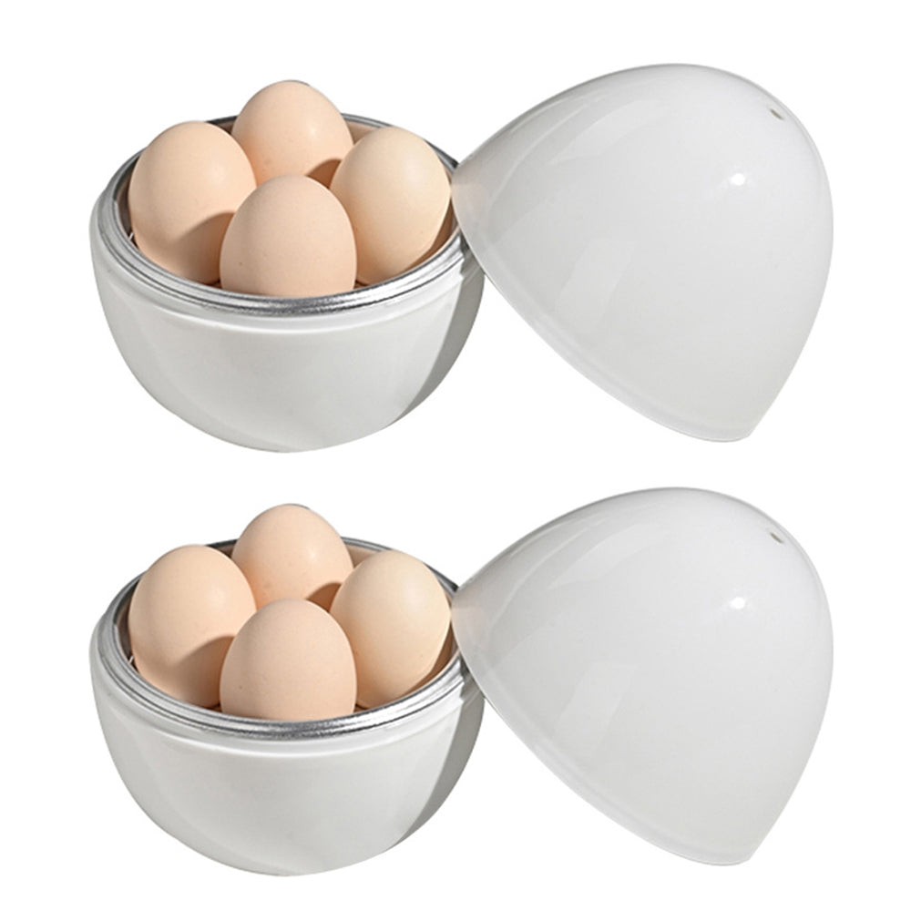 2Pcs 4 Eggs Breakfast Kitchen Cooker Boiler Poacher Microwave Steamer