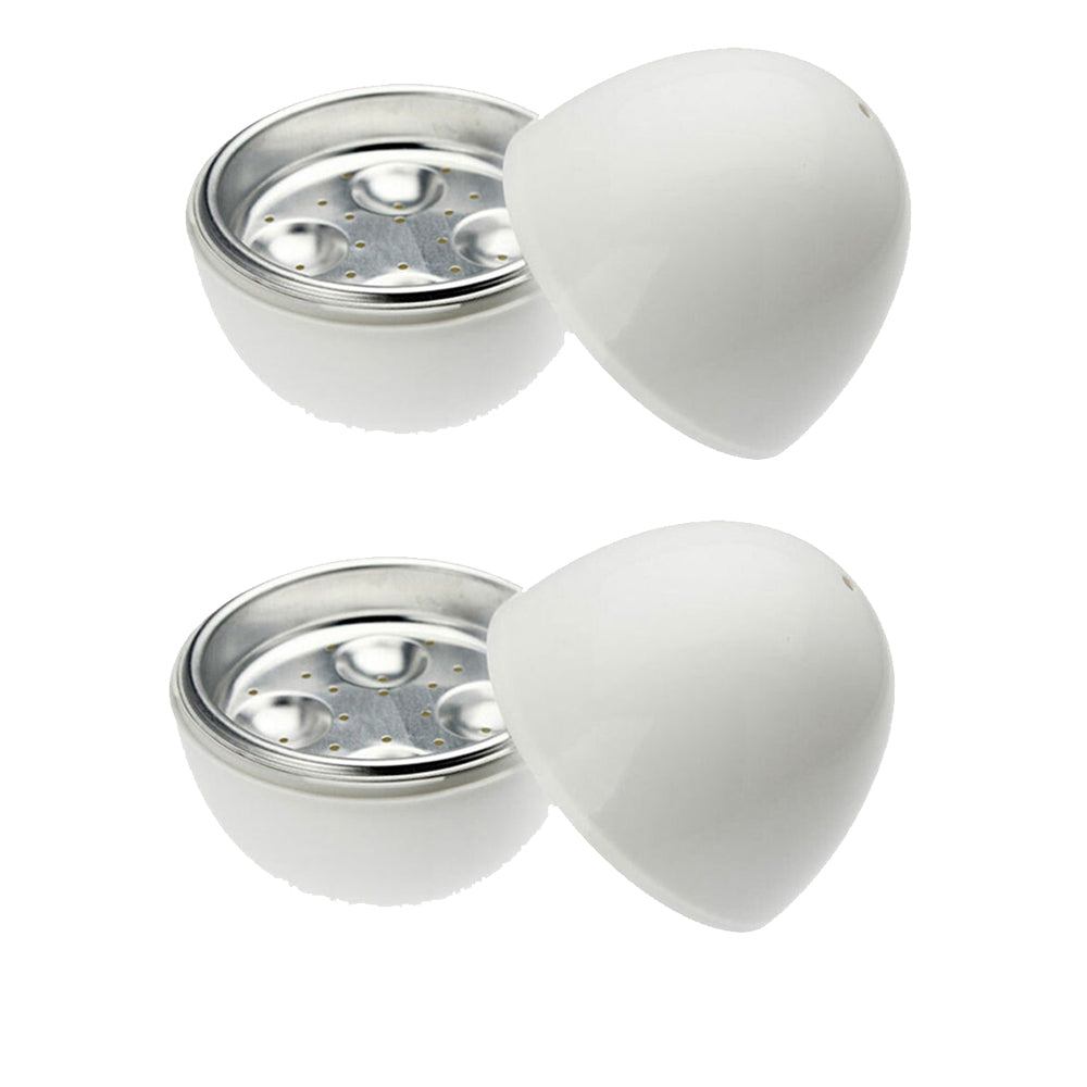 2Pcs 4 Eggs Breakfast Kitchen Cooker Boiler Poacher Microwave Steamer
