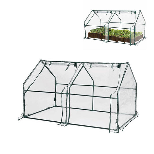 1.2x0.6x0.6m Clear Greenhouse Flower Garden Shed with Zipper Doors