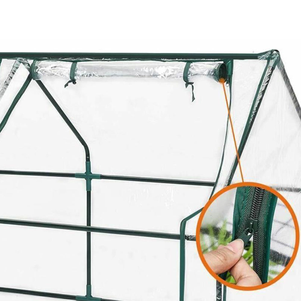1.2x0.6x0.6m Clear Greenhouse Flower Garden Shed with Zipper Doors