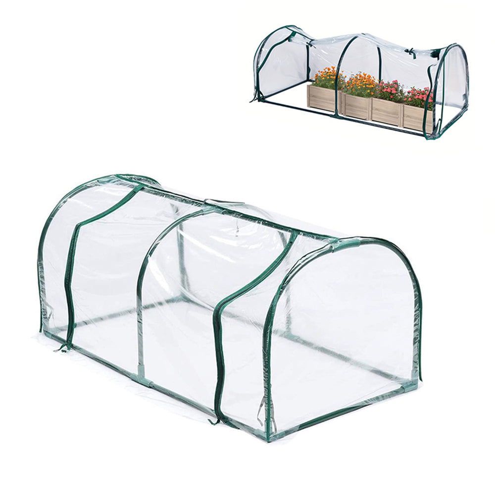 1.2x0.6x0.5m Clear Greenhouse Flower Garden Shed with Zipper Doors