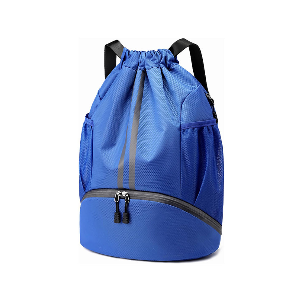 Sports Large Capacity Drawstring Backpack Dry Wet Separation Gym Bag Royal Blue