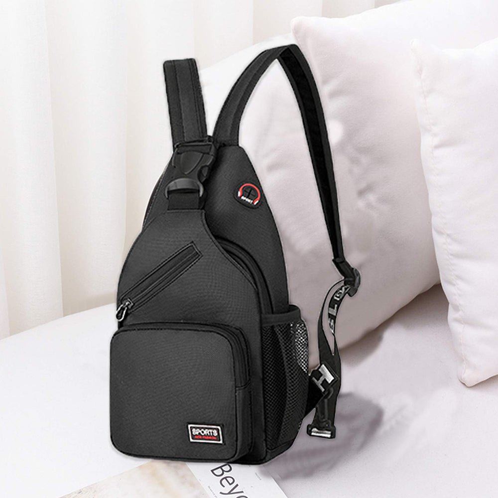 2Pcs Outdoor Travel Shoulder Sling Chest Pack Backpack Black