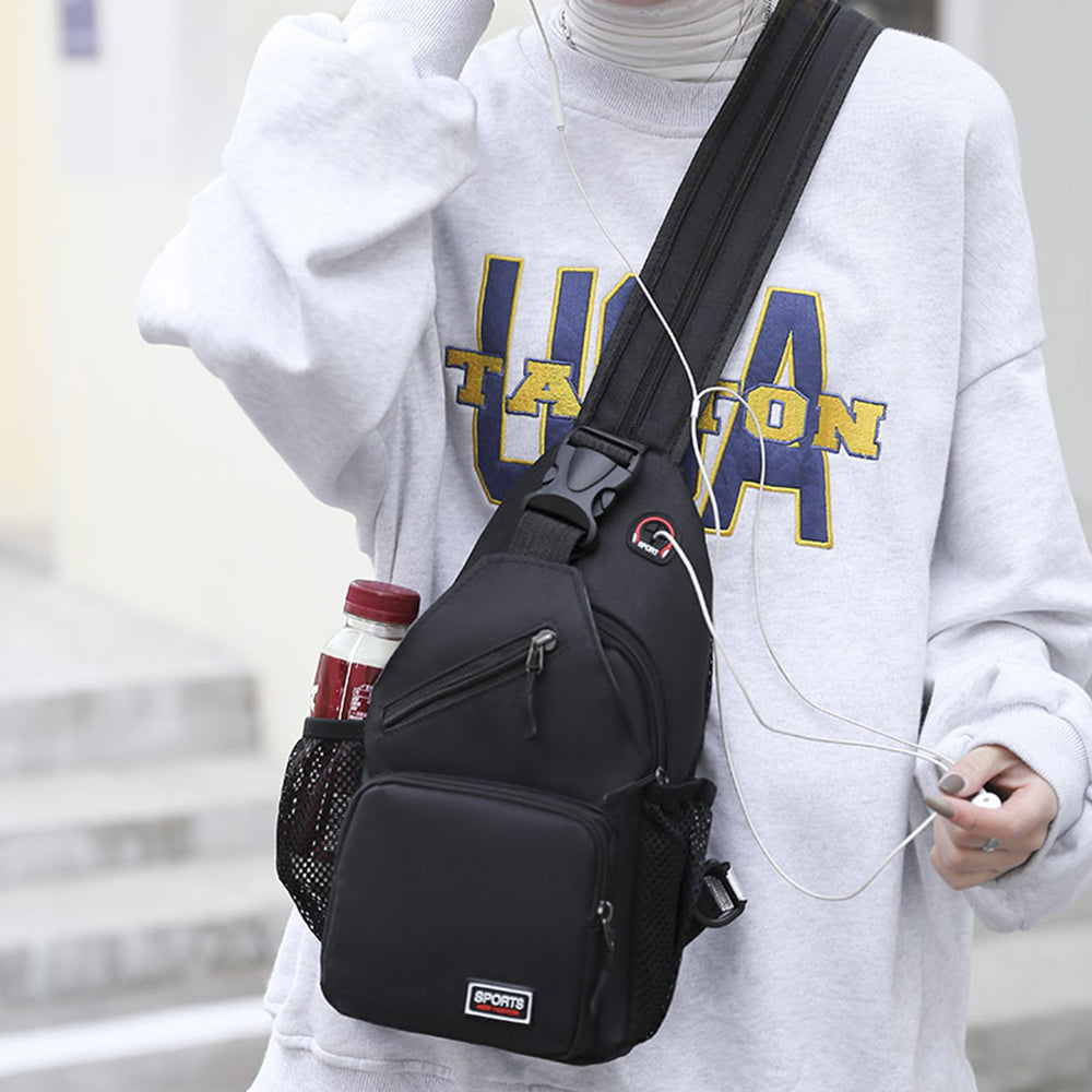 Outdoor Travel Shoulder Sling Chest Pack Backpack Black