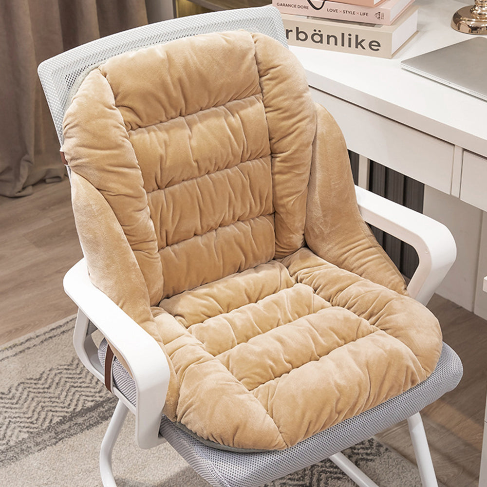 Winter Warm Seat Cushion Backrest Integrated Office Home Cushion Camel