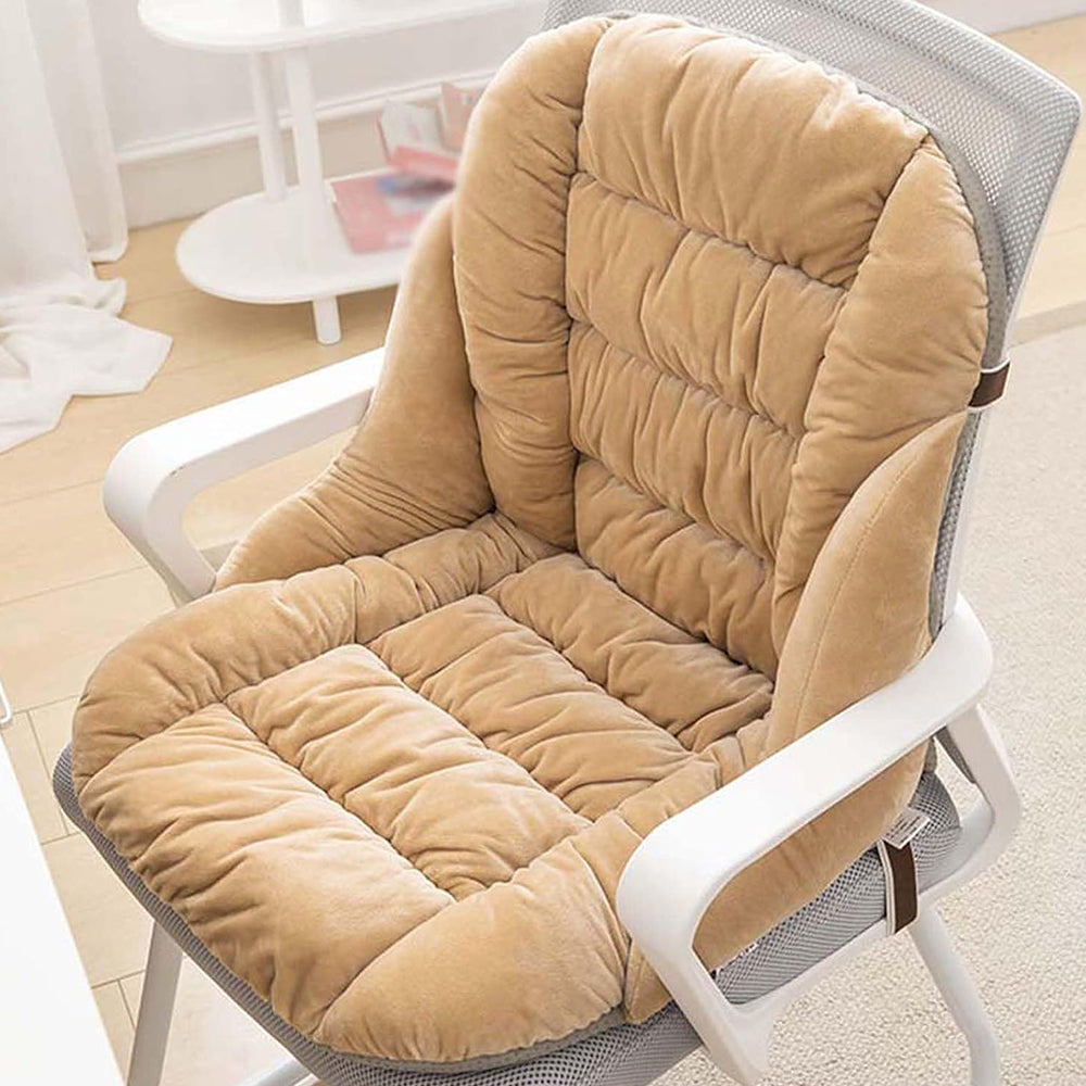 Winter Warm Seat Cushion Backrest Integrated Office Home Cushion Camel