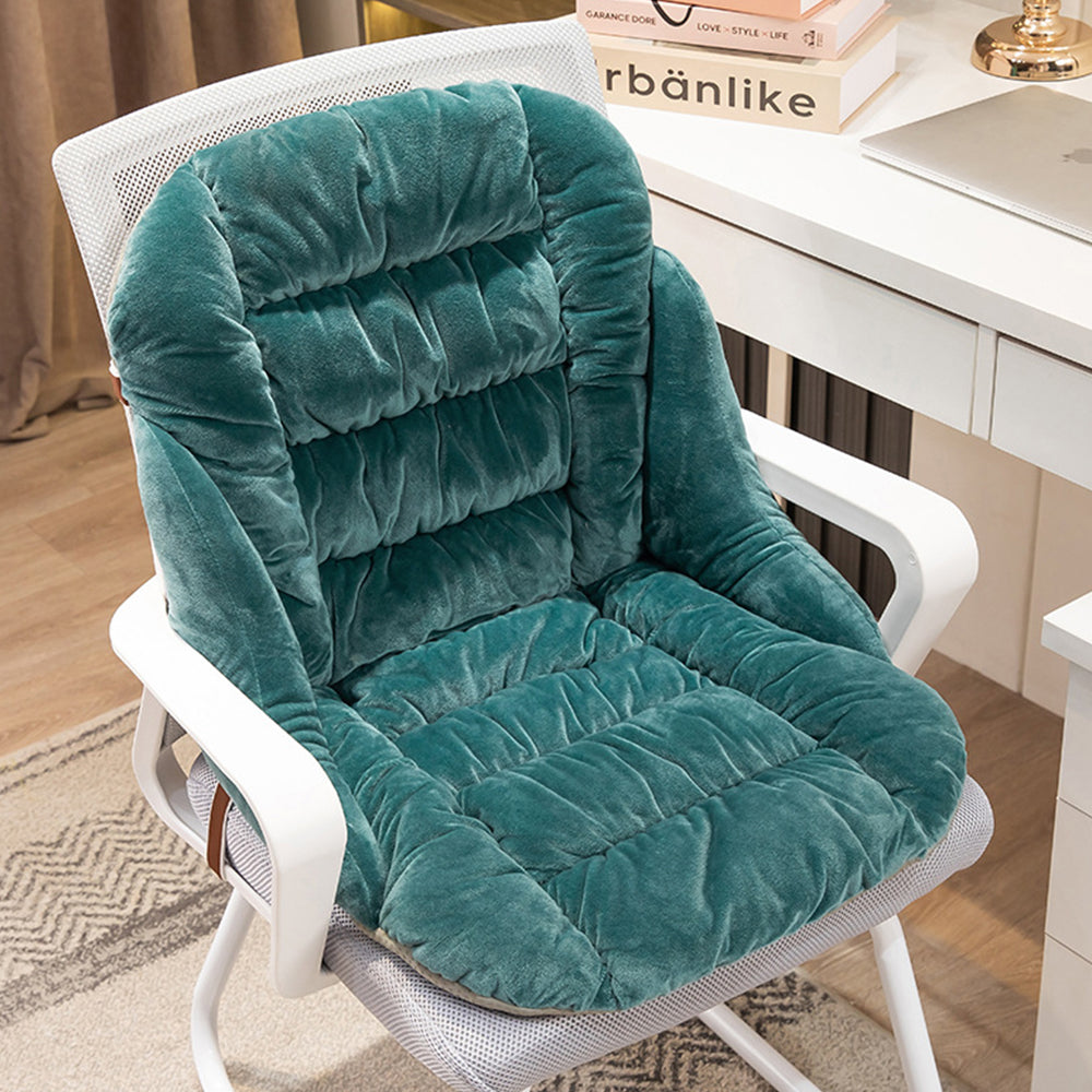 Winter Warm Seat Cushion Backrest Integrated Office Home Cushion Dark Green