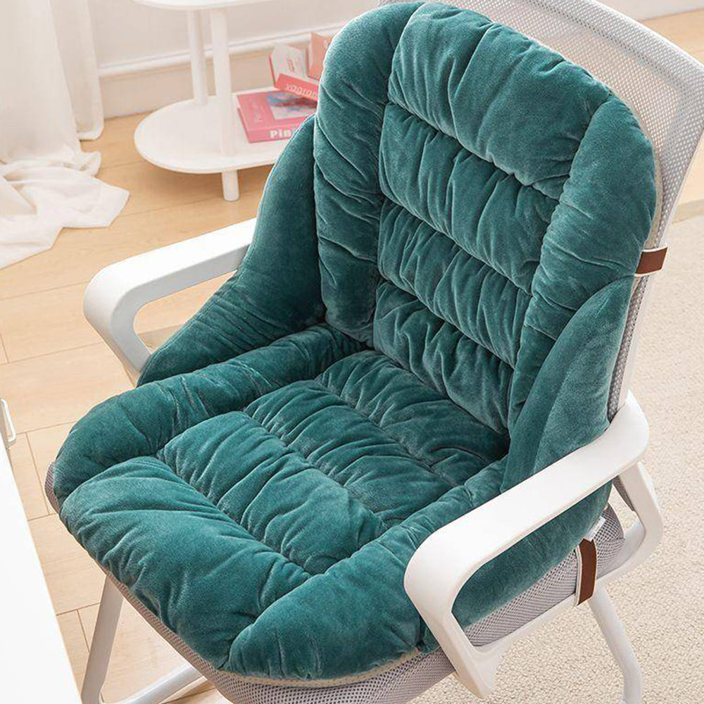 Winter Warm Seat Cushion Backrest Integrated Office Home Cushion Dark Green