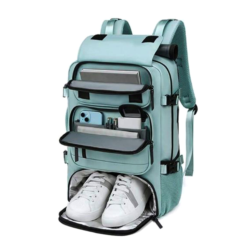 Travel Carry-On Backpack Large Capacity Lightweight with Shoe Compartment Green