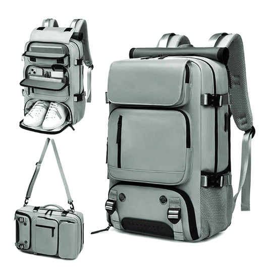 Travel Carry-On Backpack Large Capacity Lightweight with Shoe Compartment Grey