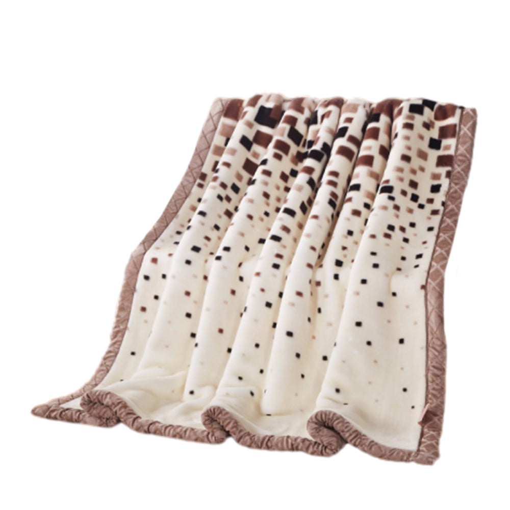 200x230cm Soft Raschel Blanket Double Layer Warm Quilt Throw Blanket Beige