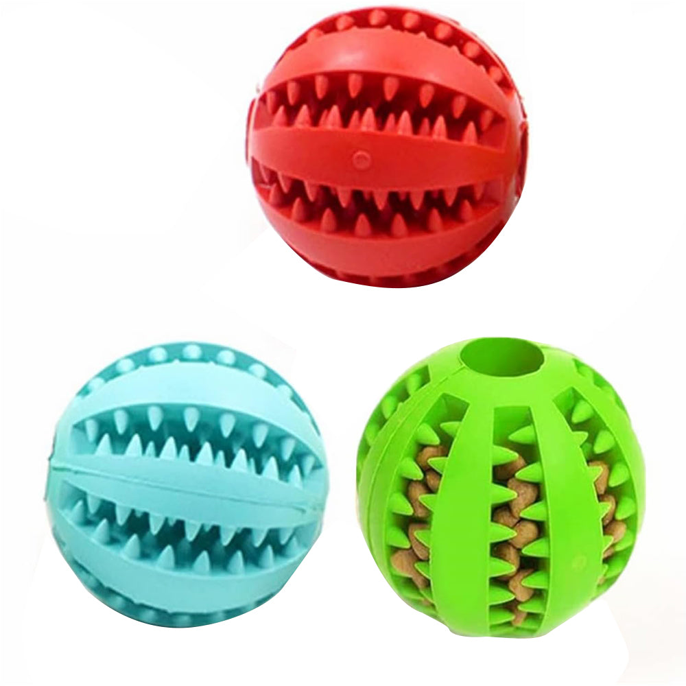 3Pcs Puppy Dog Chew Ball Toy Rubber Dental Clean Teeth Healthy Treat Gum Bite L