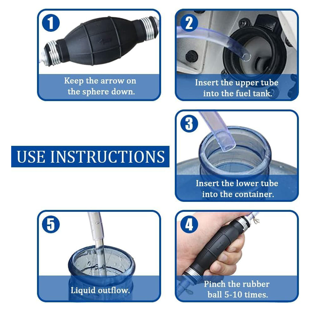 Manual Water Oil Liquid Syphon Petrol Fuel Transfer Pump with Siphon Hose