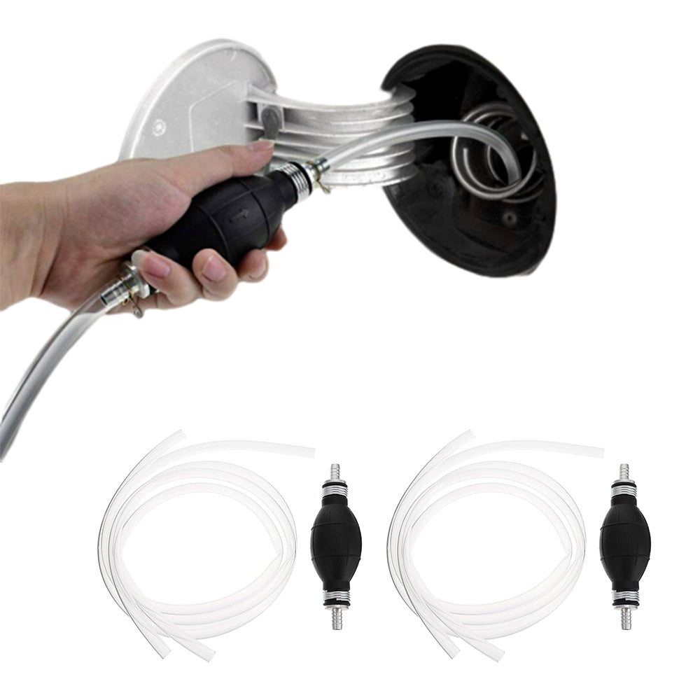 2Pcs Manual Water Oil Liquid Syphon Petrol Fuel Transfer Pump with Siphon Hose