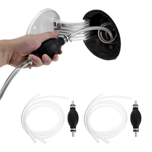 2Pcs Manual Water Oil Liquid Syphon Petrol Fuel Transfer Pump with Siphon Hose