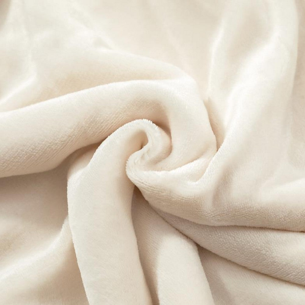 100x150cm Faux Sherpa Lambswool Throw Blanket Reversible Plush Blanket Beige