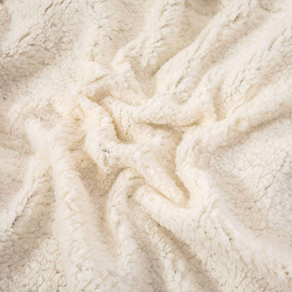 150x200cm Faux Sherpa Lambswool Throw Blanket Reversible Plush Blanket Green