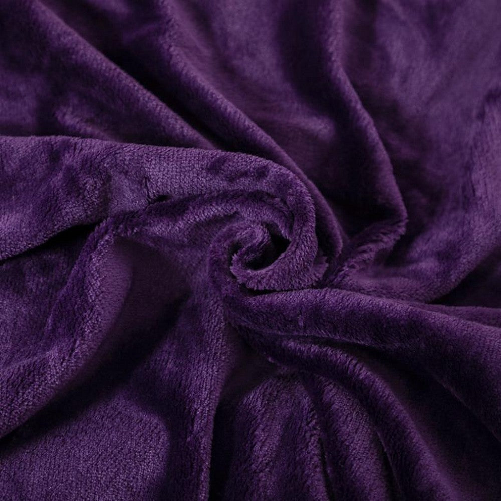 100x150cm Faux Sherpa Lambswool Throw Blanket Reversible Plush Blanket Purple