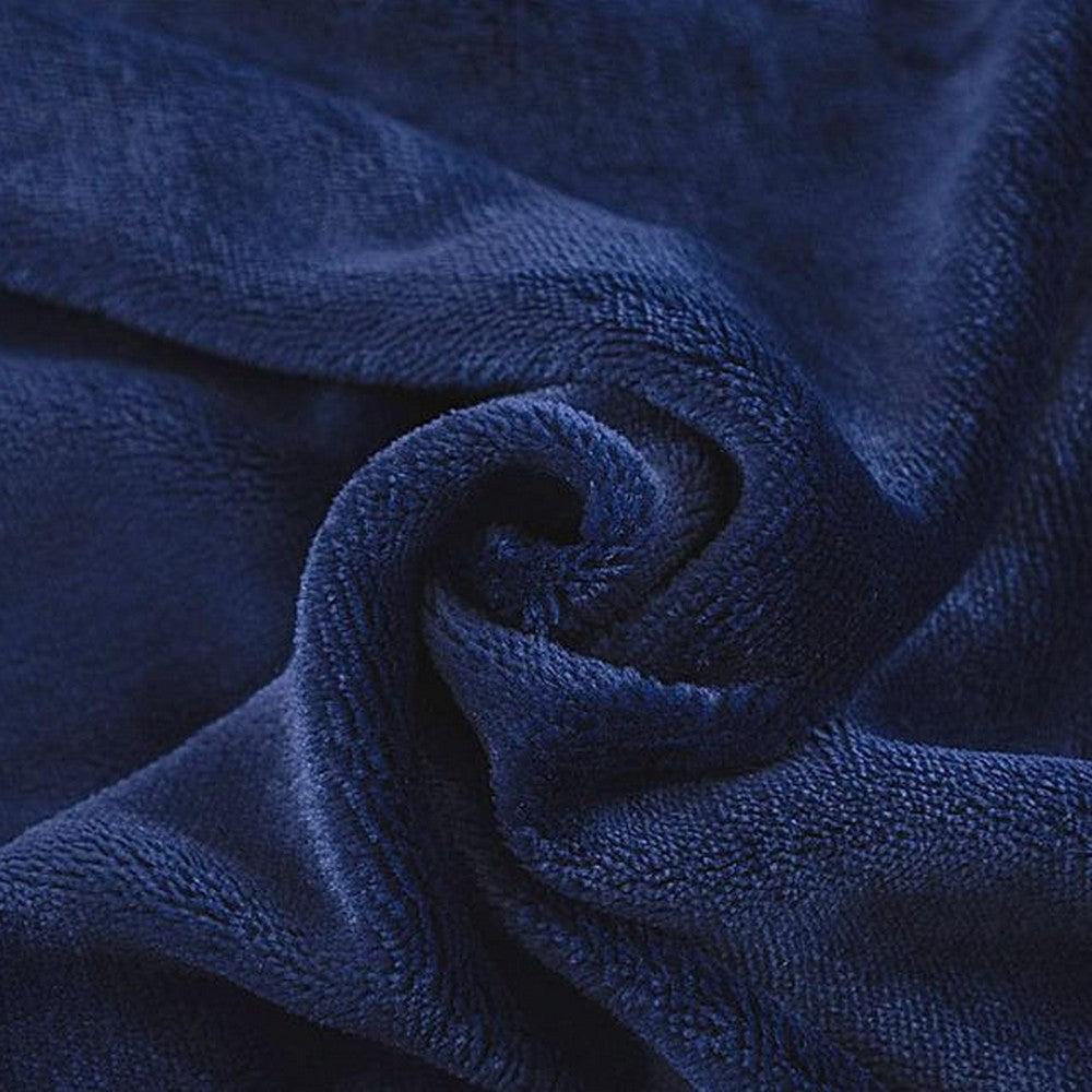 100x150cm Faux Sherpa Lambswool Throw Blanket Reversible Plush Blanket Navy