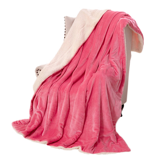 200x230cm Faux Sherpa Lambswool Throw Blanket Reversible Plush Blanket Red