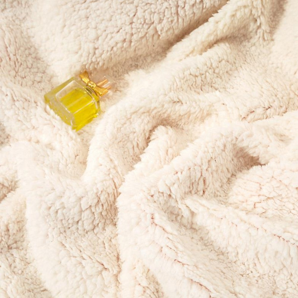 150x200cm Faux Sherpa Lambswool Throw Blanket Reversible Plush Blanket Red