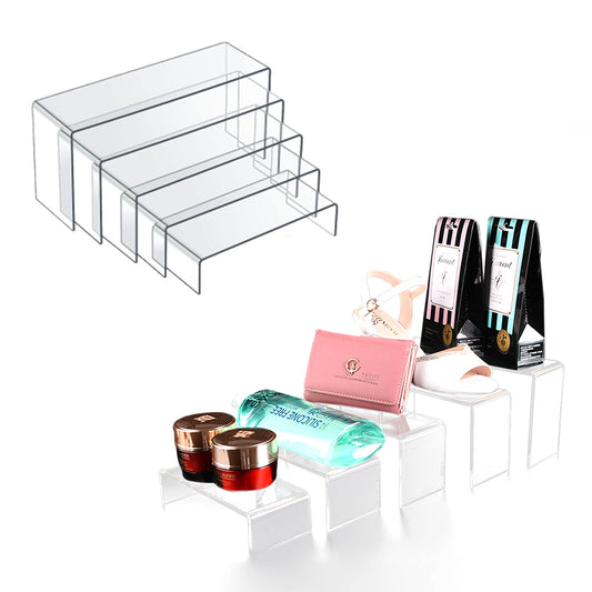 5Pcs U Shape Clear Acrylic Display Holder Riser Jewelry Bridge Cosmetics Rack