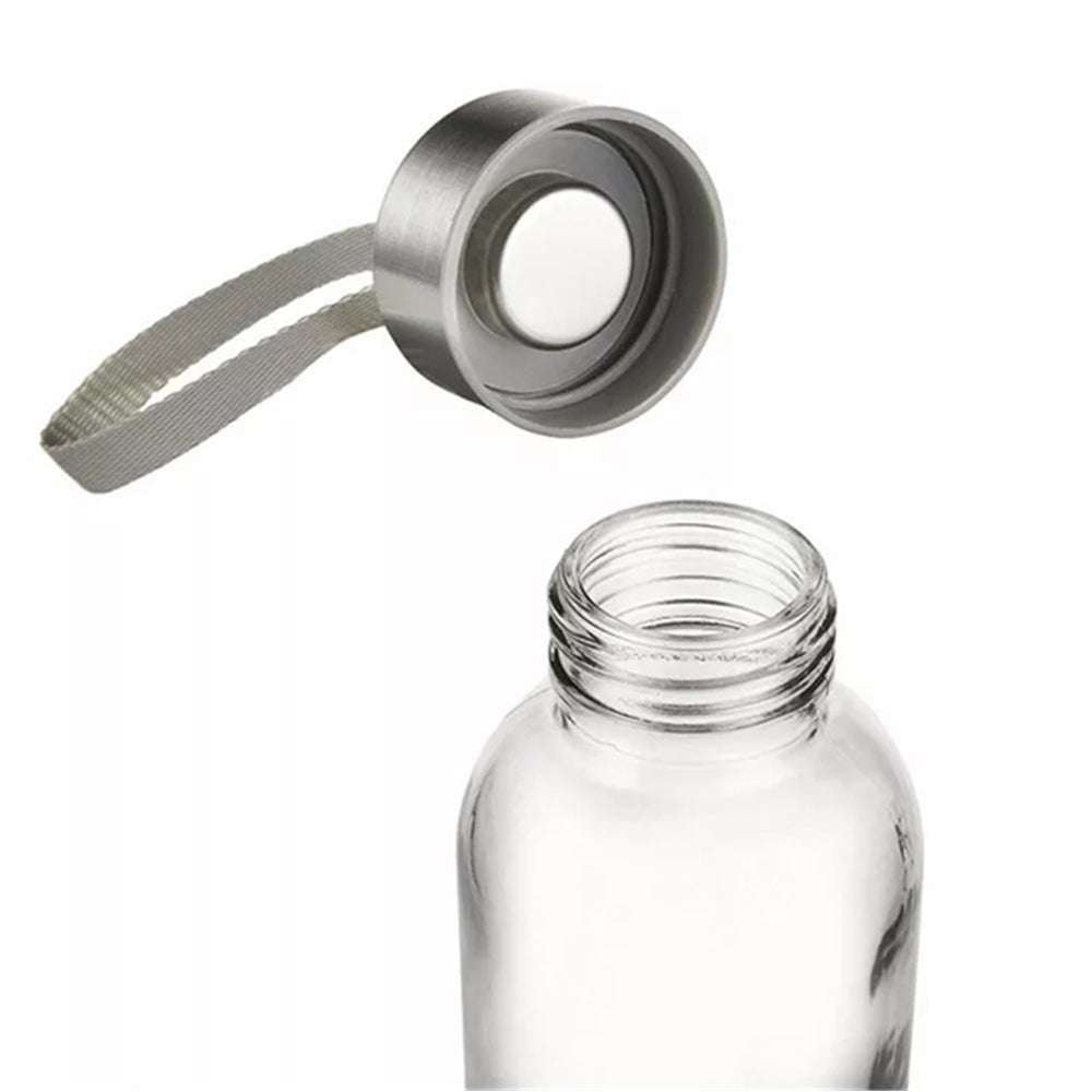 6Pcs 500ml Sports Glass Water Bottle Set with Cord Handle Juice Beverage Storage