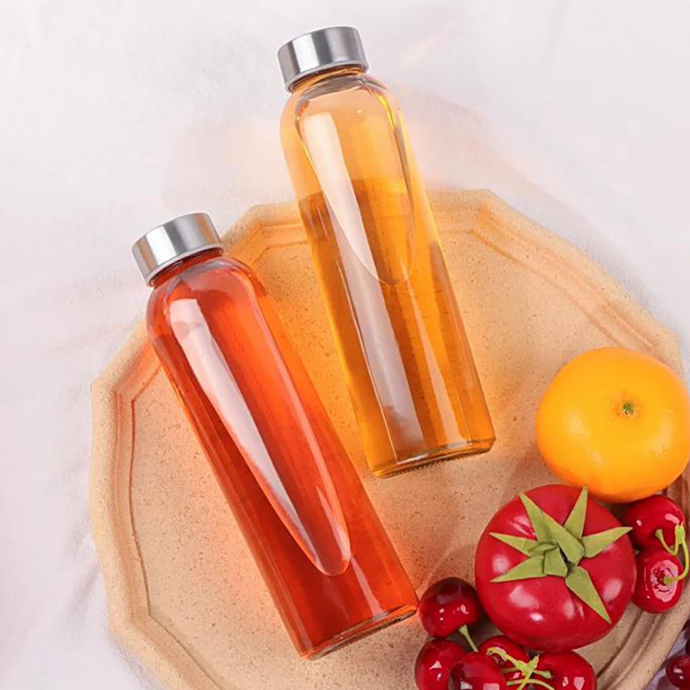 6Pcs 500ml Sports Glass Water Bottle Set with Cord Handle Juice Beverage Storage