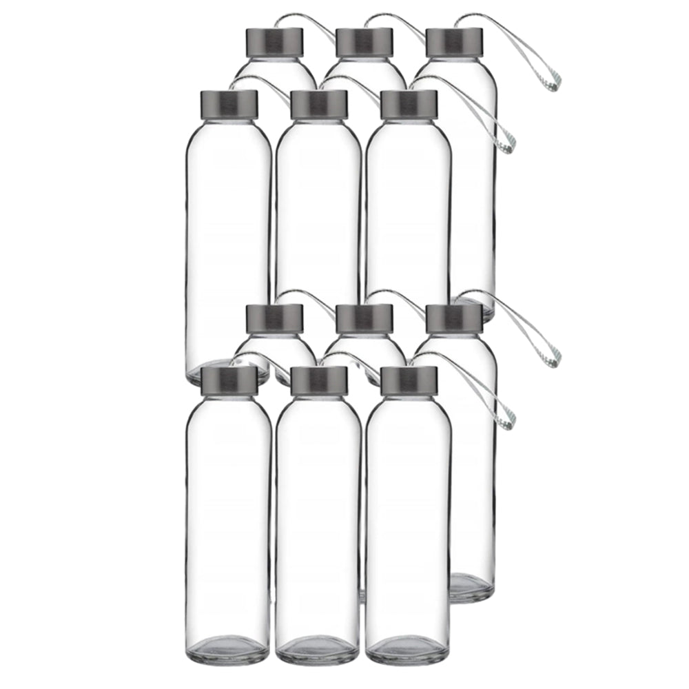12Pcs 500ml Sport Glass Water Bottle Set with Cord Handle Juice Beverage Storage